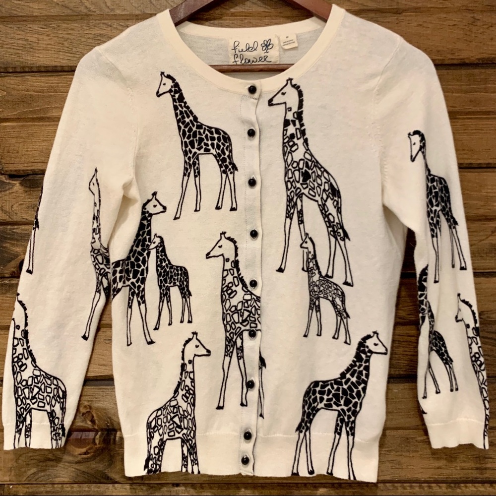 Anthropologie Field Flower Giraffe Cardigan